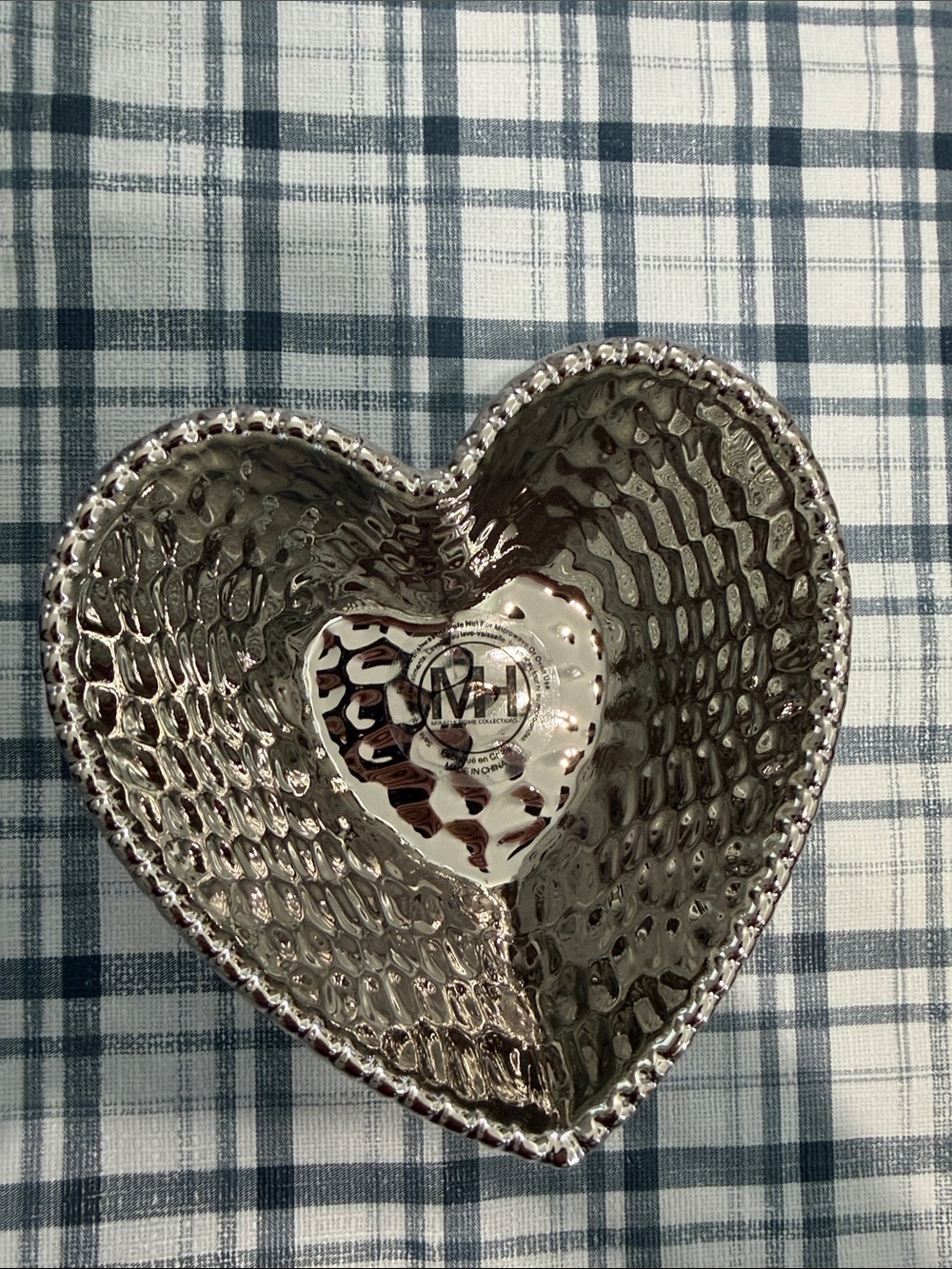 Hammered Heart Decorative Bowl - Silver